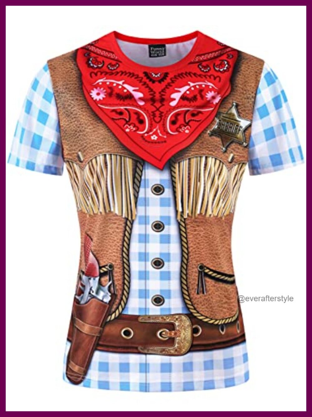 Women's Cowgirl Graphic T-Shirt Short Sleeve Halloween Costume